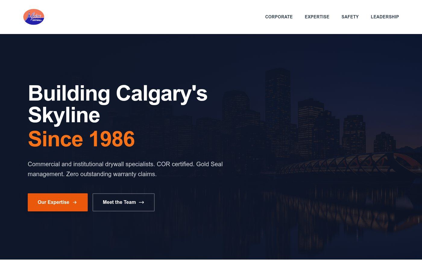 Alpine Drywall Calgary website